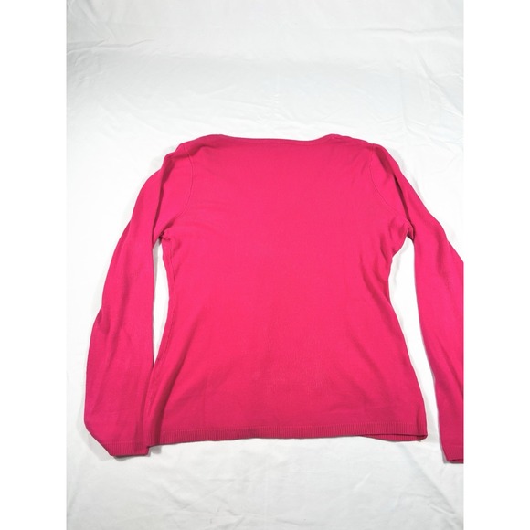 New York & Company Women's V-Neck Sweater XL Red Long Sleeve Knit Pullover - Picture 4 of 5